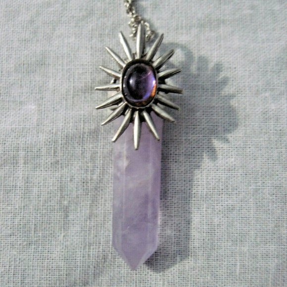 Jewelry - Vintage Sterling Silver Amethyst Chakra Crystal Pendant